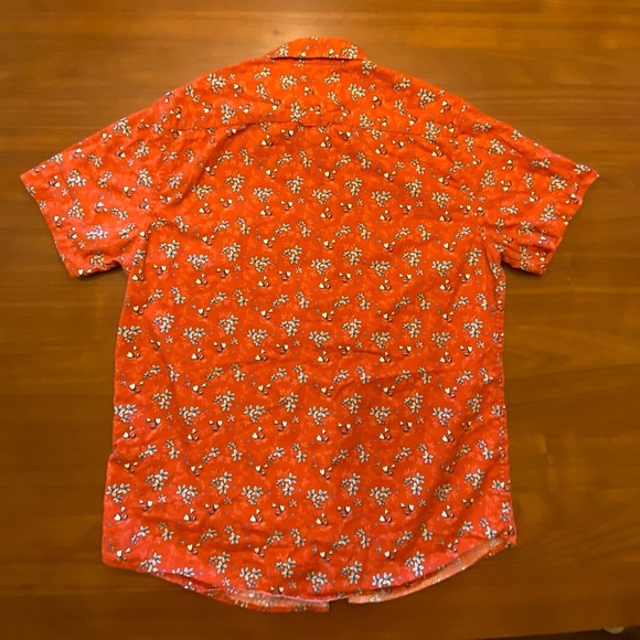 Denim & Flower Ricky Singh Orange Floral men’s button down short sleeve - Picture 3 of 3